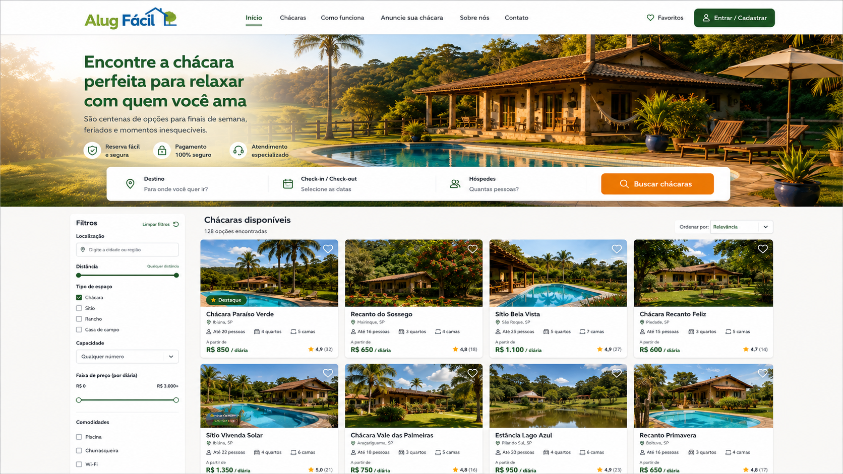 Visual representativo da plataforma web AlugFacil em um painel de gestão